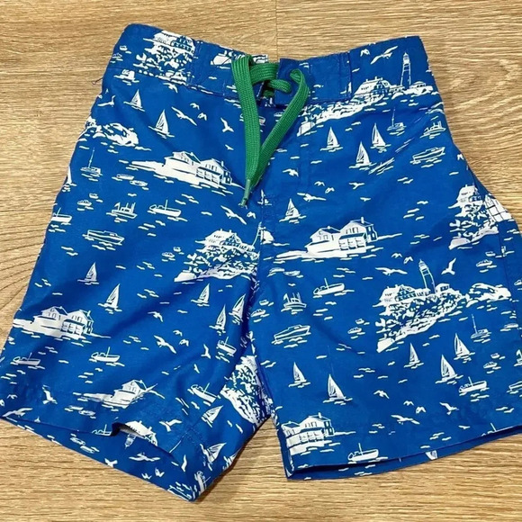 Janie and Jack swimsuit shorts trunks toddler boy sailboats - Picture 2 of 7